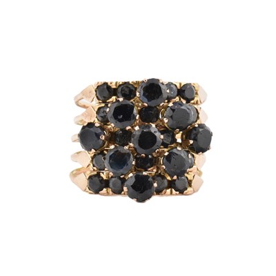 Lot 413 - 14CT GOLD & SAPPHIRE PUZZLE RING