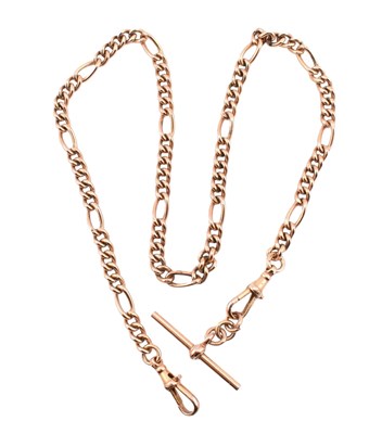 Lot 350 - HALLMARKED 9CT GOLD FIGARO WATCH CHAIN