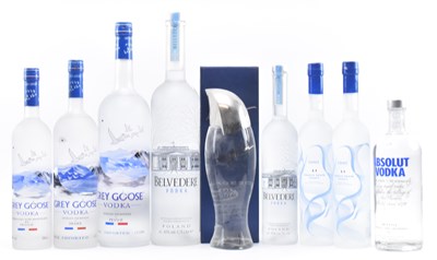 Lot 175 - VODKA - NINE BOTTLES OF VODKA INCL. BELVEDERE, KAUFFMAN, GREY GOOSE & ABSOLUT