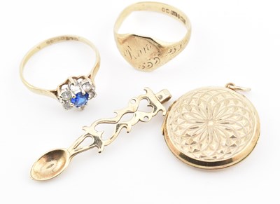 Lot 378 - COLLECTION OF 9CT GOLD JEWELLERY & 9CT BACK & FRONT LOCKET