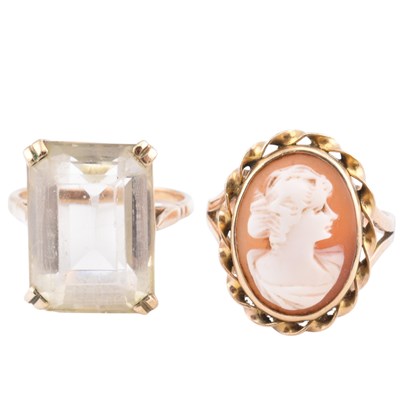 Lot 379 - TWO VINTAGE 9CT GOLD DRESS RINGS