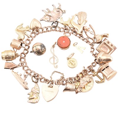 Lot 157 - HALLMARKED 9CT GOLD CHARM BRACELET & CHARMS