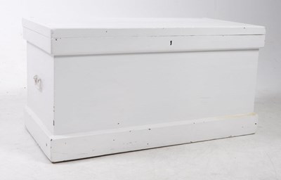 Lot 768 - WHITE PAINTED 19TH CENTURY VICTORIAN TWIN HANDLED PINE BLANKET BOX