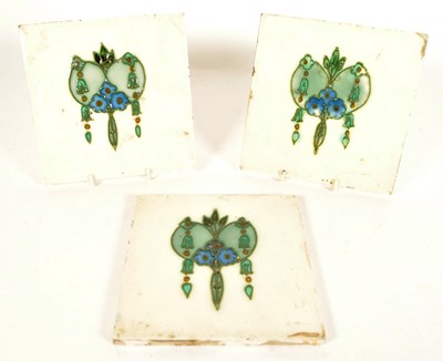 Lot 112 - THREE ENGLISH 19TH CENTURY ART NOUVEAU STYLE CERAMIC TILES