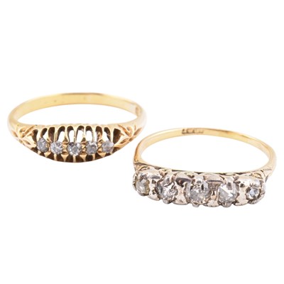 Lot 221 - TWO 18CT GOLD & DIAMOND RINGS