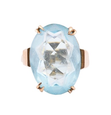 Lot 401 - HALLMARKED 9CT GOLD & BLUE STONE RING