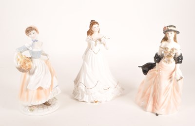 Lot 130 - ROYAL WORCESTER - THREE LATE 20TH CENTURY PORCELAIN LADY FIGURES