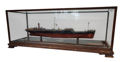 Lot 100 - VINTAGE EARLY 20TH CENTURY GLASS CASED MODEL SS BRIMSDOWN SHIP COLLIER