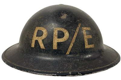 Lot 21 - WWII SECOND WORLD WAR BRODIE HELMET REPAIR PARTY / ELECTRICITY