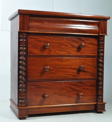 Lot 668 - VICTORIAN 19TH CENTURY MAHOGANY CHEST OF DRAWERS