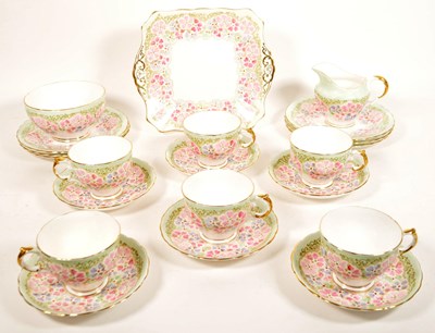 Lot 155 - TUSCAN CHINA - 20TH CENTURY PLANT HAND PAINTED TEA SERVICE