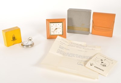 Lot 373 - MID CENTURY CYMA ALARM CLOCK & HAMILTON POCKET WATCH