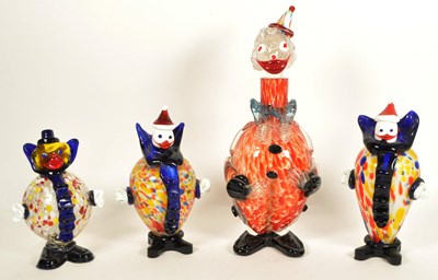 Lot 161 - COLLECTION OF FOUR MURANO STYLE STUDIO GLASS CLOWN FIGURES