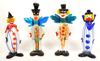 Lot 169 - FOUR MID CENTURY MURANO STYLE STUDIO GLASS CLOWN FIGURES