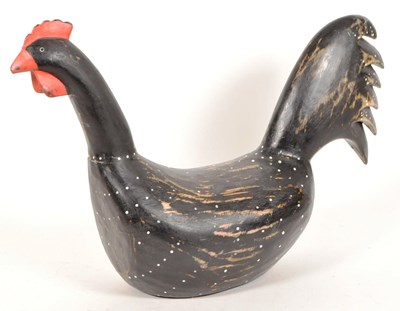 Lot 350 - LARGE CARVED 20TH CENTURY VINTAGE WOODEN COCKEREL