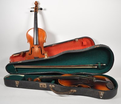 Lot 424 - TWO 19TH CENTURY STRINGED MUSICAL VIOLIN INSTRUMENTS