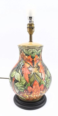 Lot 8 - MOORCROFT - FLAME OF THE FOREST - CERAMIC LAMP FROM THE HENRY SANDON COLLECTION