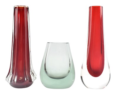 Lot 134 - THREE VINTAGE MID CENTURY WHITEFRIARS STUDIO ART GLASS VASES