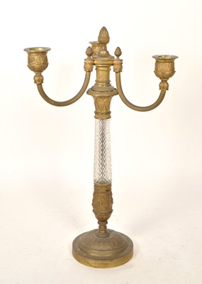 Lot 372 - 19TH CENTURY FRENCH GILT CRYSTAL & BRASS CANDLEABRA
