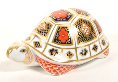 Lot 183 - ROYAL CROWN DERBY - 1997 TORTOISE PORCELAIN PAPERWEIGHT