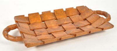 Lot 377 - 20TH CENTURY CARVED WOODEN BASKET TRAY
