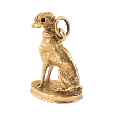 Lot 98 - 19TH CENTURY GOLD DOG CHARM SEAL FOB PENDANT