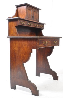 Lot 729 - LATE 19TH CENTURY ARTS & CRAFTS OAK LADIES WRITING DESK