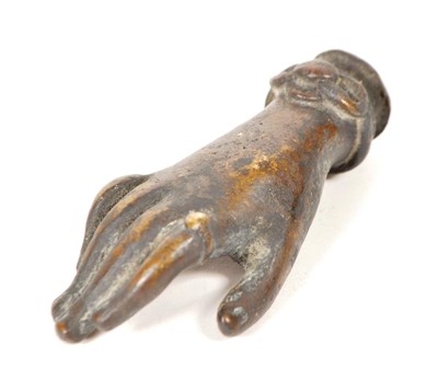 Lot 375 - 19TH CENTURY VICTORIAN BRONZE HAND PAPERWEIGHT
