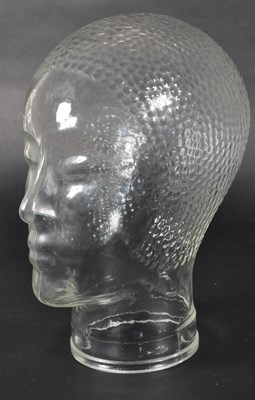 Lot 438 - VINTAGE 20TH CENTURY CLEAR GLASS SHOP MILLINERS HEAD