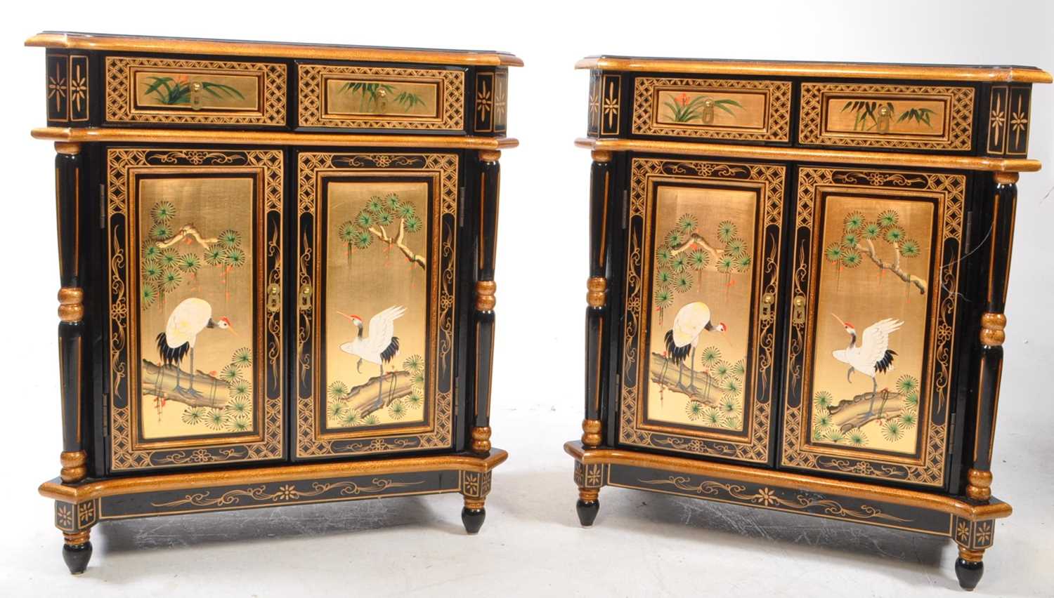 Lot 699 - PAIR OF CHINOISERIE GILT & LACQUERED CHINESE CABINETS