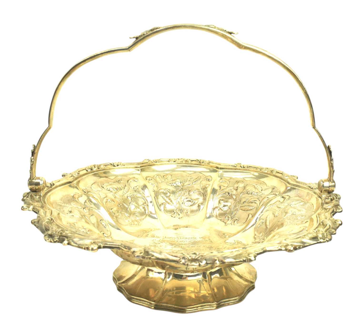 Lot 1 - 19TH CENTURY WILLIAM IV HALLMARKED SILVER FRUIT BASKET, LONDON