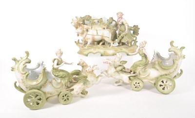 Lot 13 - THREE CONTINENTAL 20TH CENTURY BISQUE PORCELAIN PLANTERS
