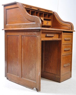 Lot 683 - EARLY 20TH CENTURY ROLL TOP TAMBOUR WRITING DESK