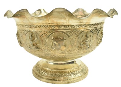 Lot 43 - EARLY 20TH CENTURY INDIAN LARGE SILVER CENTERPIECE FOOTED BOWL