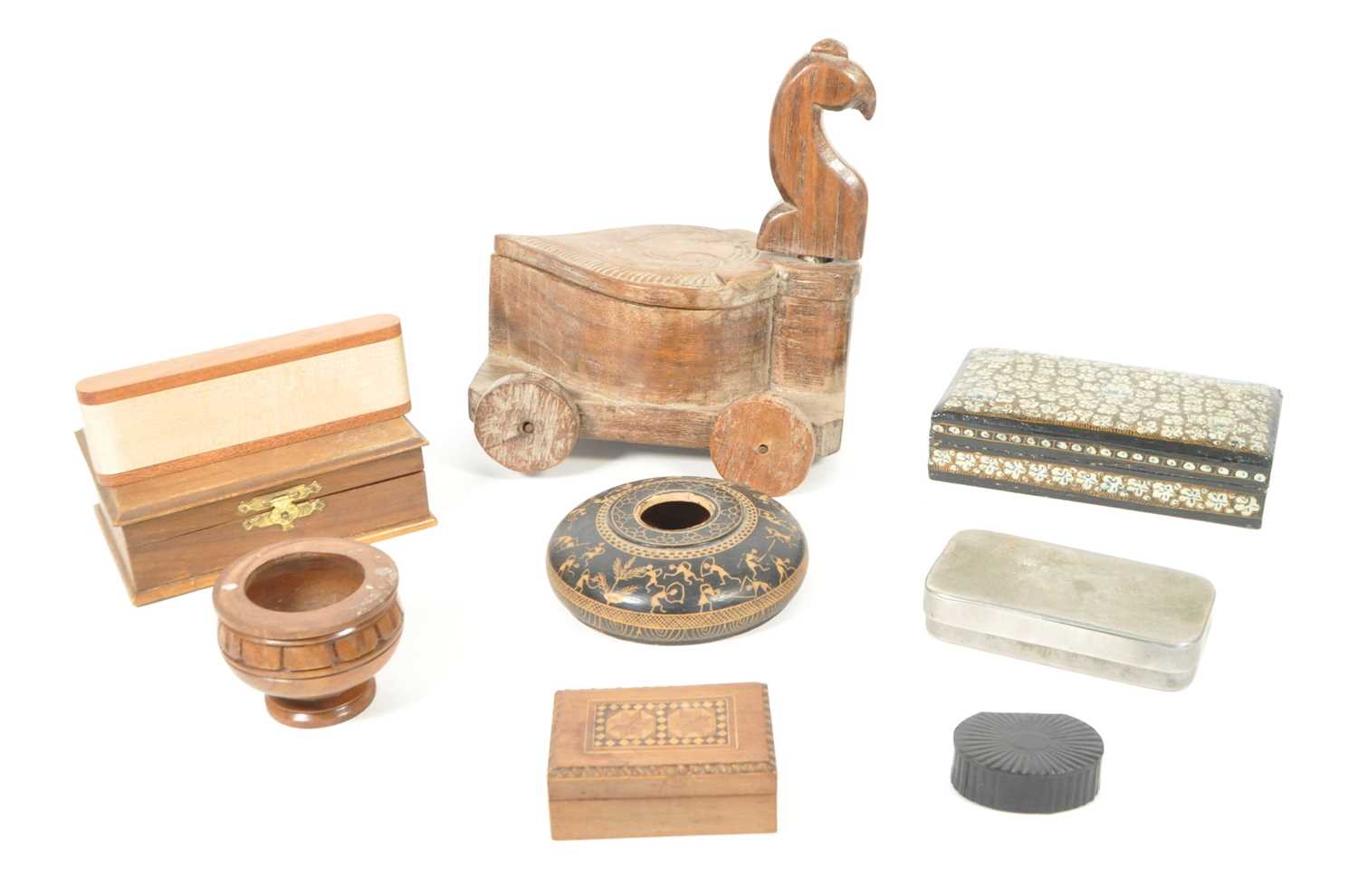 Lot 206 - COLLECTION OF 20TH CENTURY WOODEN BOXES / TINS / TEA CADDY