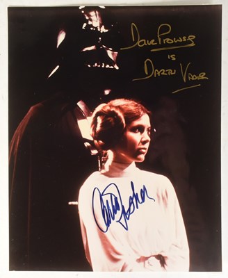 Lot 120 - STAR WARS - CARRIE FISHER & DAVE PROWSE - DUAL SIGNED 8X10" PHOTO - UACC