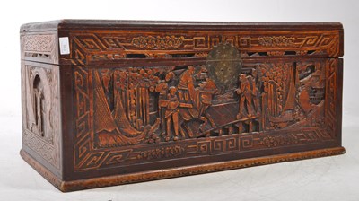 Lot 663 - MID CENTURY CHINESE CARVED CAMPHOR WOOD BLANKET BOX CHEST