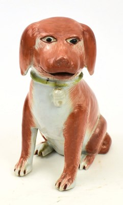 Lot 19 - QING QIANLONG PORCELAIN FIGURINE OF DOG 清 乾隆 琺瑯彩瓷犬