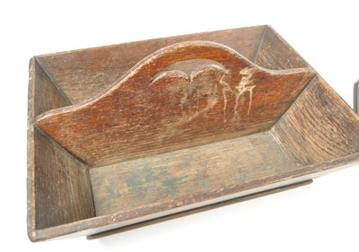 Lot 216 - EARLY 20TH CENTURY WOODEN WALL LETTER / KEY BOX WITH BASKET / TRAY