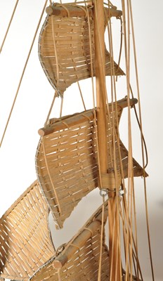 Lot 220 - VINTAGE 20TH CENTURY WICKER RATTAN MODEL SHIP