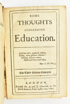 Lot 32 - LOCKE, JOHN. 1695 SOME THOUGHTS CONCERNING EDUCATION THIRD EDITION