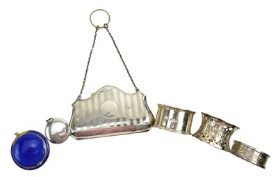 Lot 81 - A GEORGE V HALLMARKED SILVER PURSE AND TWO SILVER COMPACTS
