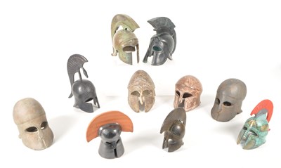 Lot 227 - COLLECTION OF 20TH CENTURY MINIATURE GREEK CORINTHIAN SPARTAN HELMETS