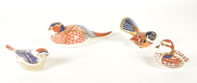 Lot 27 - ROYAL CROWN DERBY - FOUR 21ST CENTURY BONE CHINA BIRD PAPERWEIGHTS