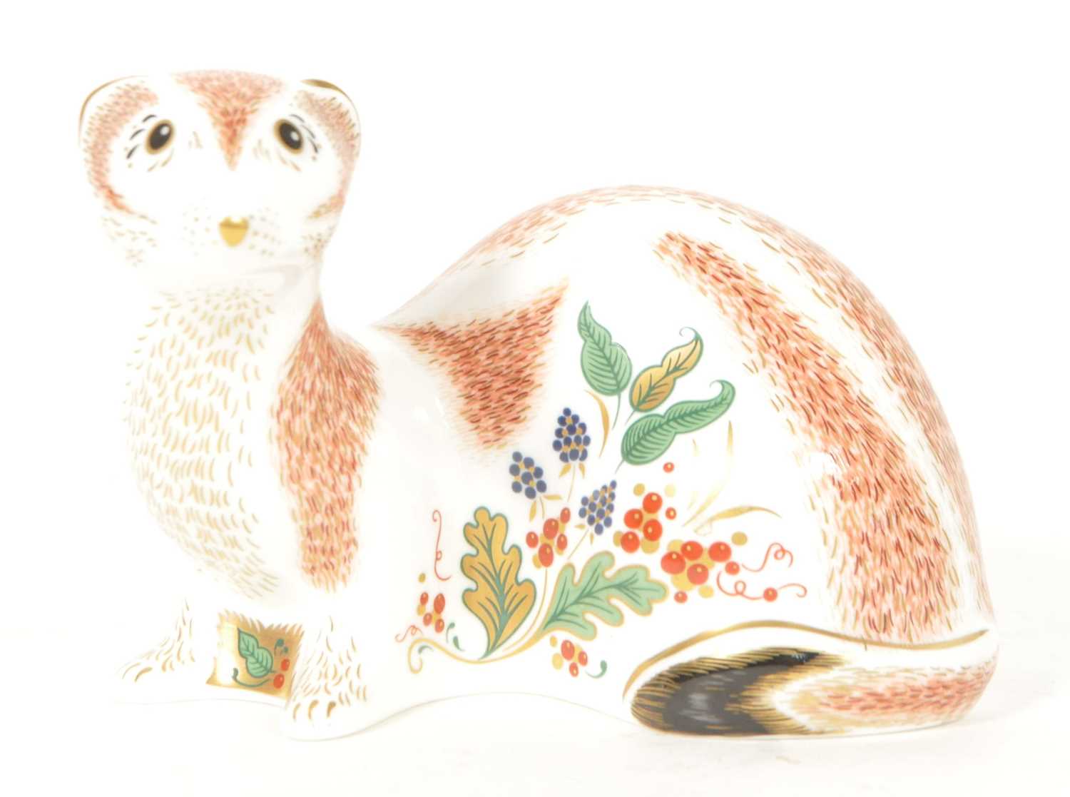 Lot 28 - ROYAL CROWN DERBY - 2007 BONE CHINA STOAT PAPERWEIGHT FIGURE