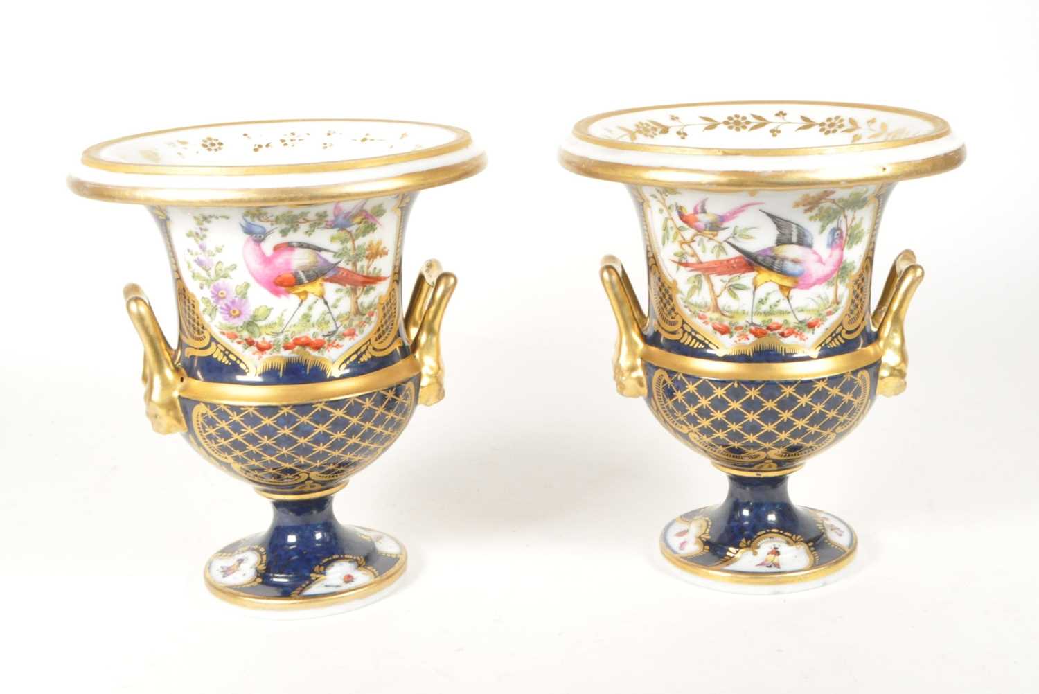 Lot 34 - PAIR OF 19TH CENTURY ENGLISH PORCELAIN VASE URNS