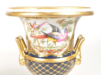 Lot 34 - PAIR OF 19TH CENTURY ENGLISH PORCELAIN VASE URNS