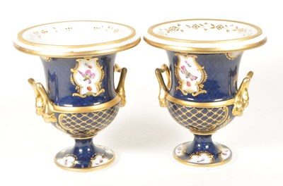 Lot 34 - PAIR OF 19TH CENTURY ENGLISH PORCELAIN VASE URNS