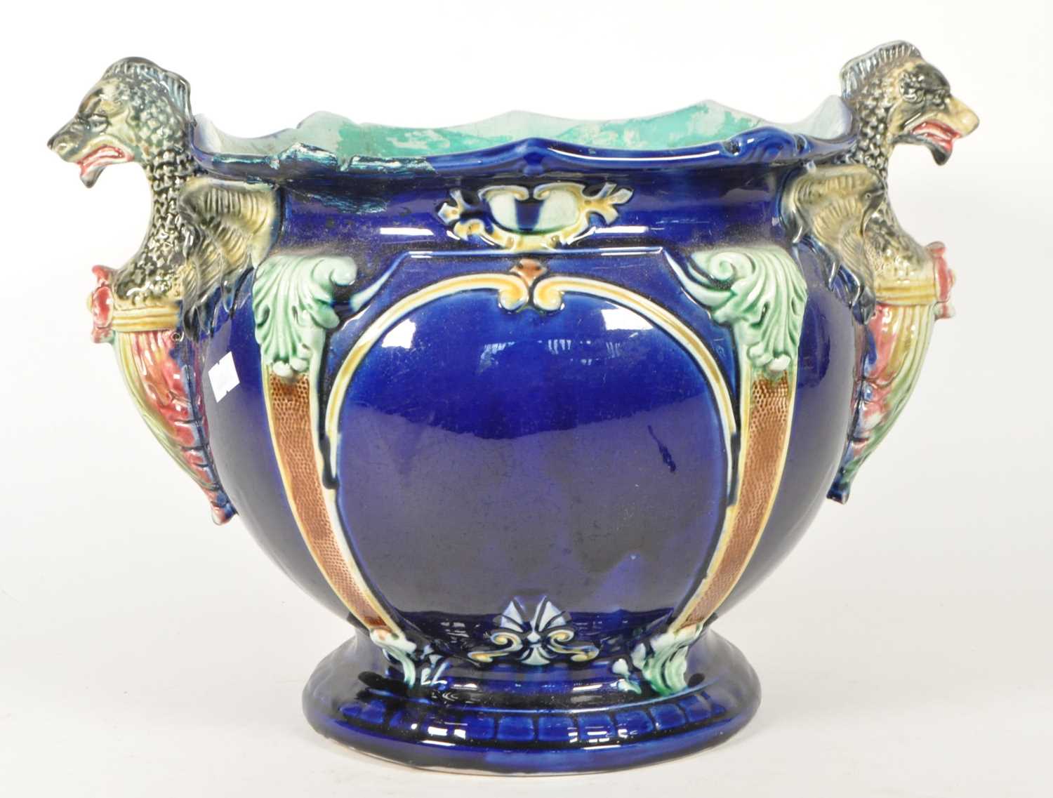 Lot 31 - THOMAS FORESTER - 1890 VICTORIAN EARTHENWARE MAJOLICA PLANTER