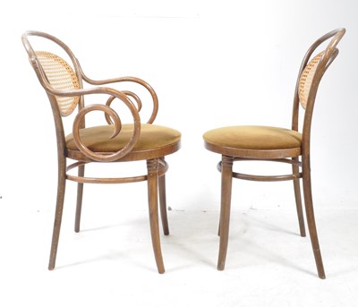 Lot 565 - DINETTE MID CENTURY SET OF EIGHT THONET STYLE BENTWOOD CHAIRS